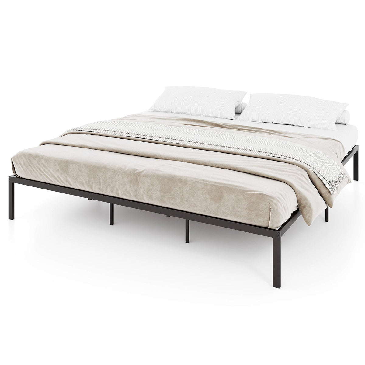 Full/Queen/King Size Metal Bed Frame Heavy Duty Support Slats Mattress Foundation-King Size view 4