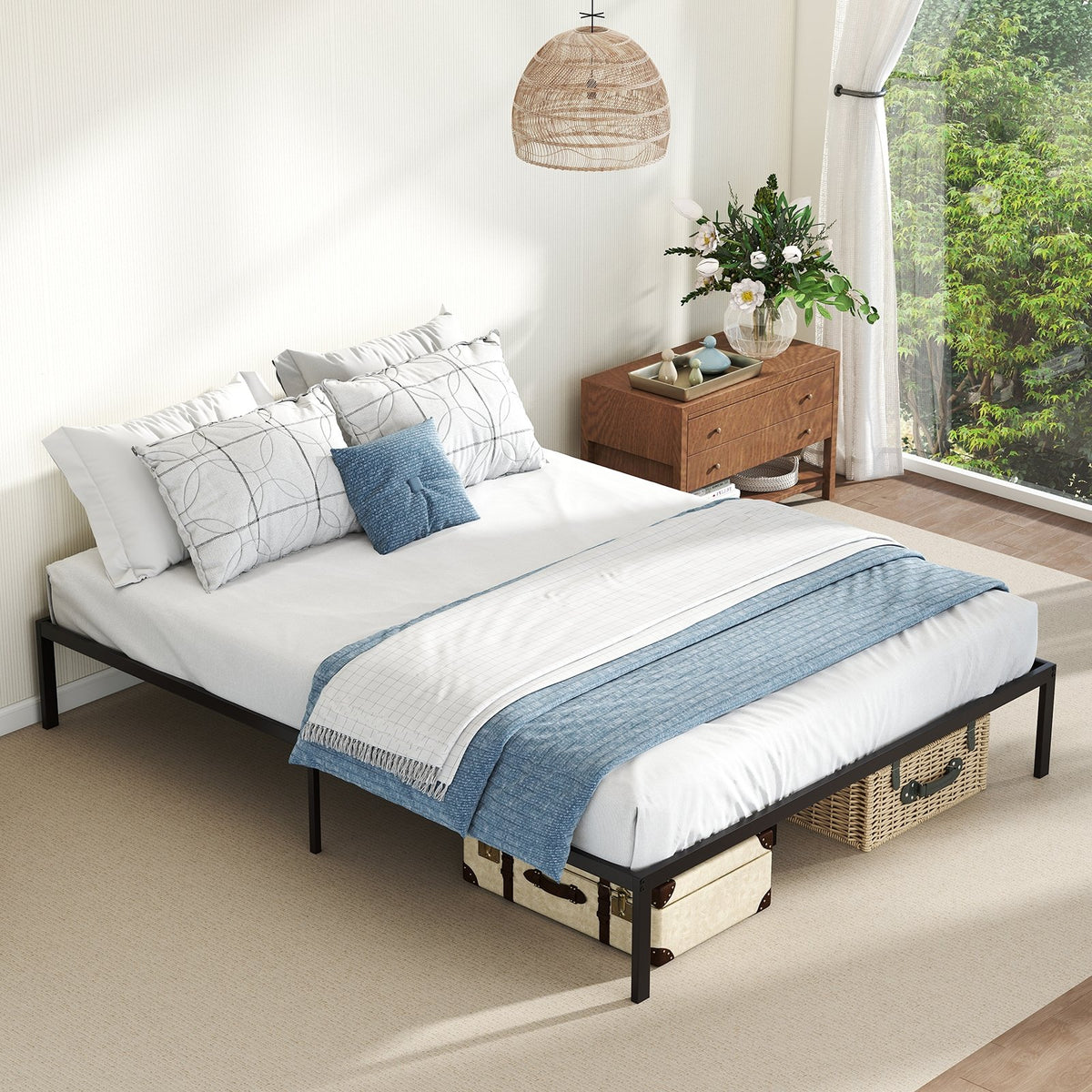 Full/Queen/King Size Metal Bed Frame Heavy Duty Support Slats Mattress Foundation-Queen Size view 3