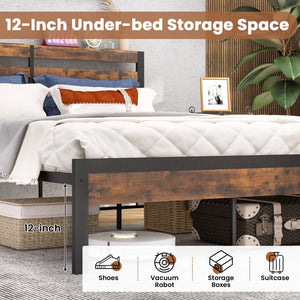 Full/Queen Size Bed Frame with Charging Station and Storage Headboard-Queen Size view 9