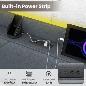 Full/Queen Size Bed Frame with LED Lights and Charging Station-Queen Size view 8