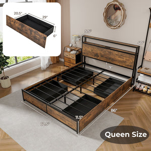 Full/Queen Size Bed Frame with Smart LED Lights and Storage Drawers-Queen Size view 5