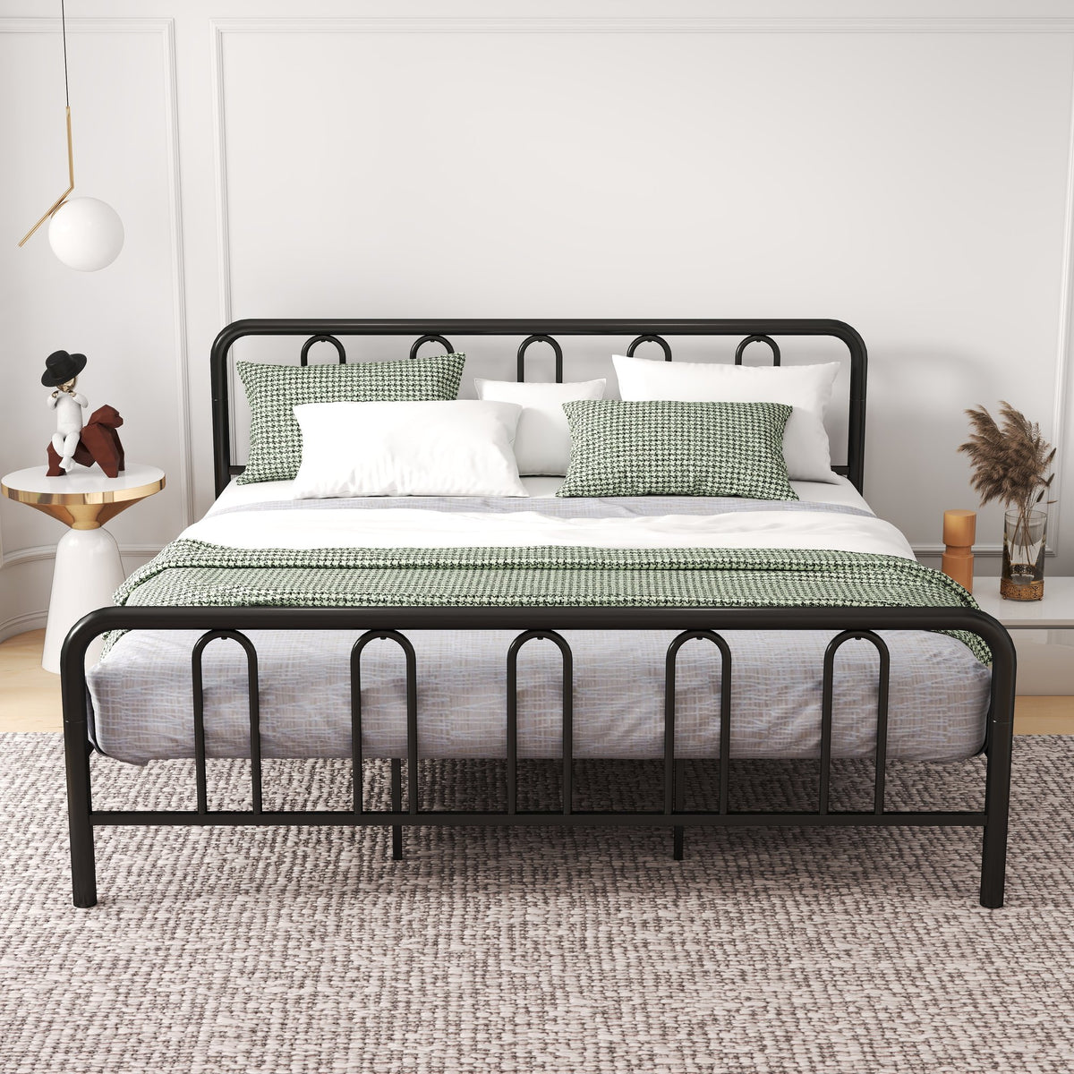 Full/Queen Size Metal Bed Frame with Headboard and Footboard-King Size view 3