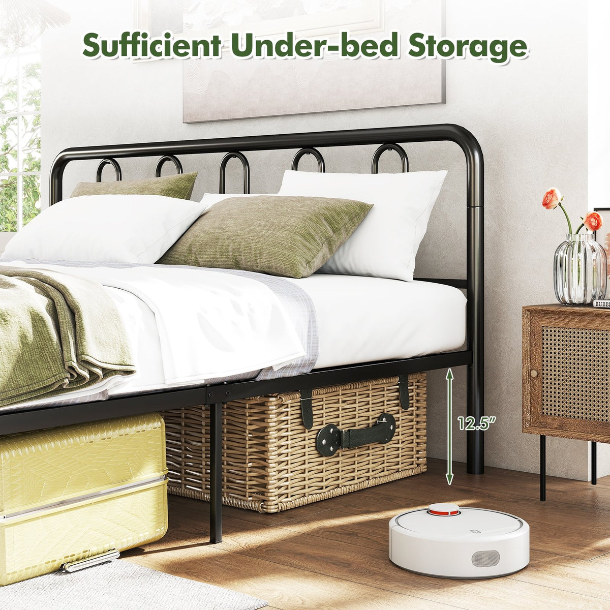 Full/Queen Size Metal Bed Frame with Headboard and Footboard-King Size view 8