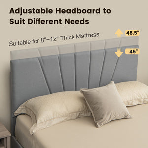 Full/Queen Size Upholstered Bed Frame with Drawer and Adjustable Headboard-Queen Size view 9