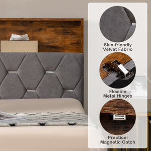 Full/Queen Size Upholstered Bed Frame with Storage Headboard-Queen Size view 9