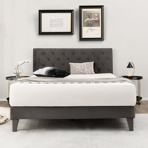 Full/Queen Size Upholstered Platform Bed with Tufted Headboard-Queen Size view 3