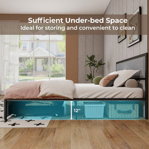 Full/Queen/Twin Size Bed Frame with LED Lights Drawer and Metal Slats-Queen Size view 7