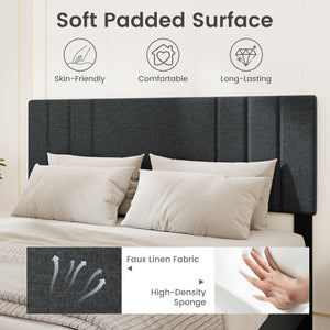 Full/Queen/Twin Size Bed Frame with Vertical Channel Tufted Headboard and Wooden Slats-Queen Size view 6