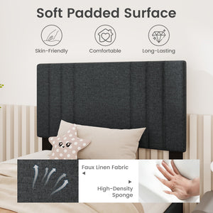Full/Queen/Twin Size Bed Frame with Vertical Channel Tufted Headboard and Wooden Slats-Twin Size view 6