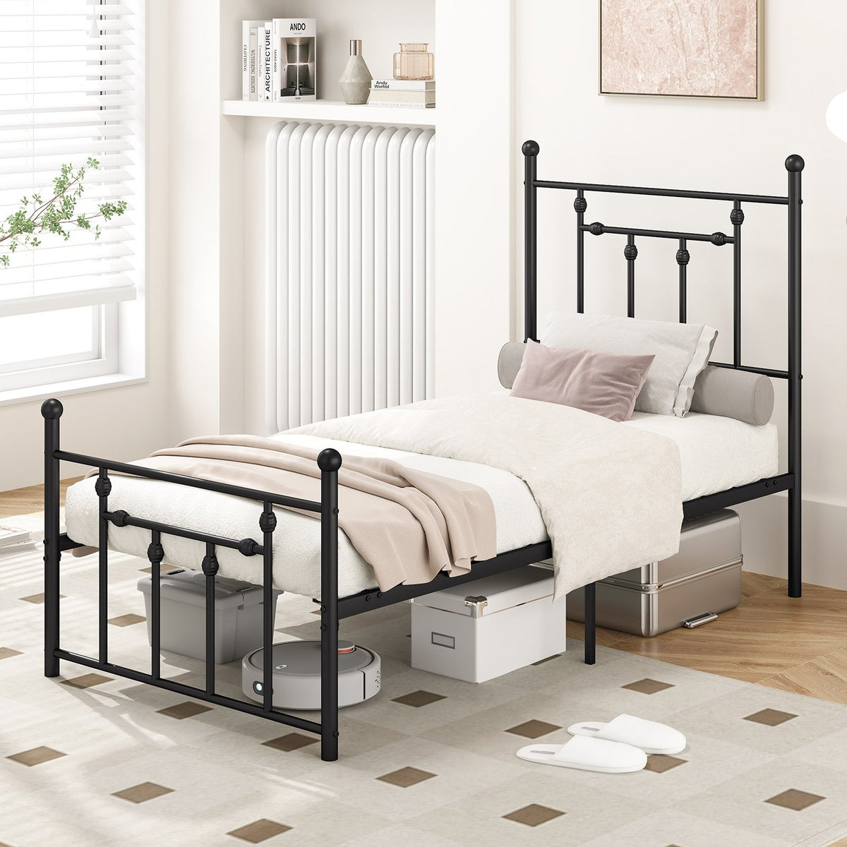 Full/Queen/Twin Size Heavy-duty Metal Bed Frame with Headboard-Twin Size view 3