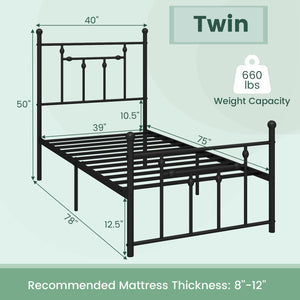 Full/Queen/Twin Size Heavy-duty Metal Bed Frame with Headboard-Twin Size view 4