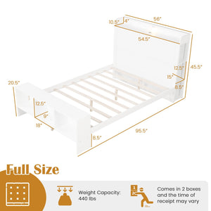 Full Size Bed Frame with 2 USB Ports with Storage Headboard and Lights-Full Size view 4