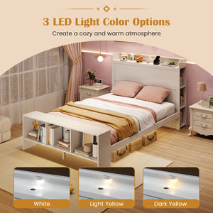 Full Size Bed Frame with 2 USB Ports with Storage Headboard and Lights-Full Size view 7