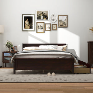Full Size Bed Frame with Storage Drawers and Solid Wood Headboard-Espresso view 3