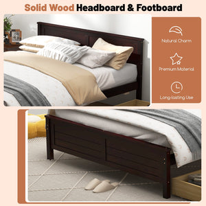 Full Size Bed Frame with Storage Drawers and Solid Wood Headboard-Espresso view 7