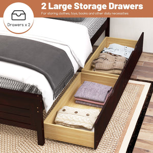 Full Size Bed Frame with Storage Drawers and Solid Wood Headboard-Espresso view 8