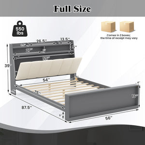 Full Size Bed Frame with Storage Modern Platform Bed with Headboard-Full Size view 5