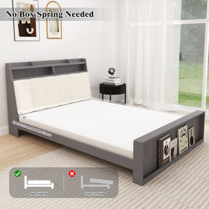Full Size Bed Frame with Storage Modern Platform Bed with Headboard-Full Size view 9
