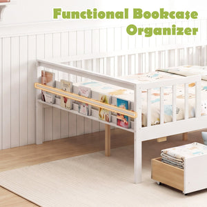 Full Size Daybed with Fence and 2 Drawers for Boys and Girls-White view 9