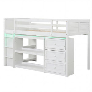 Full Size House Bed with Roof and Fence Rails for Kid-White view 5
