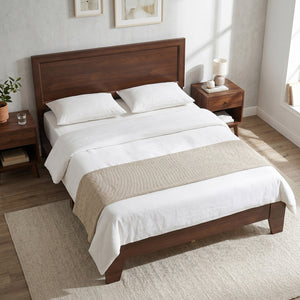 Full Size Modern Bed Frame with Headboard No Box Spring Needed-Walnut view 2