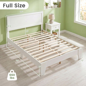 Full Size Modern Bed Frame with Headboard No Box Spring Needed-White view 4