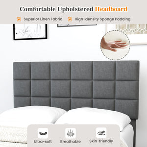 Full Size Modern Linen Bed Frame with Adjustable Headboard-Gray view 6