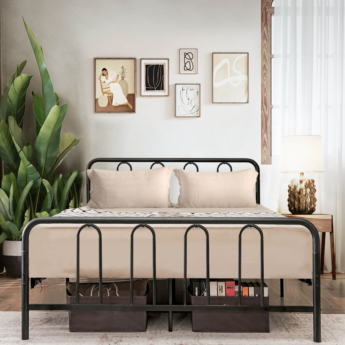 Full/Queen Size Metal Bed Frame with Headboard and Footboard-Full Size view 2