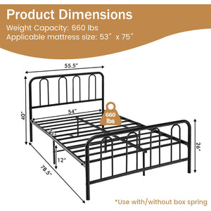 Full/Queen Size Metal Bed Frame with Headboard and Footboard-Full Size view 4