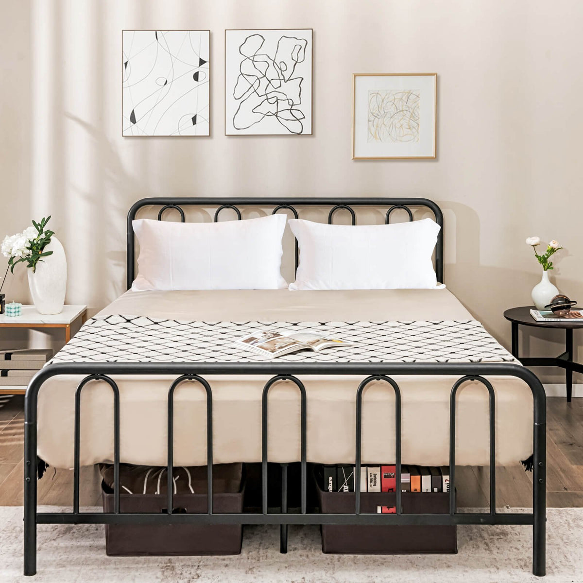 Full/Queen Size Metal Bed Frame with Headboard and Footboard-Queen Size view 2