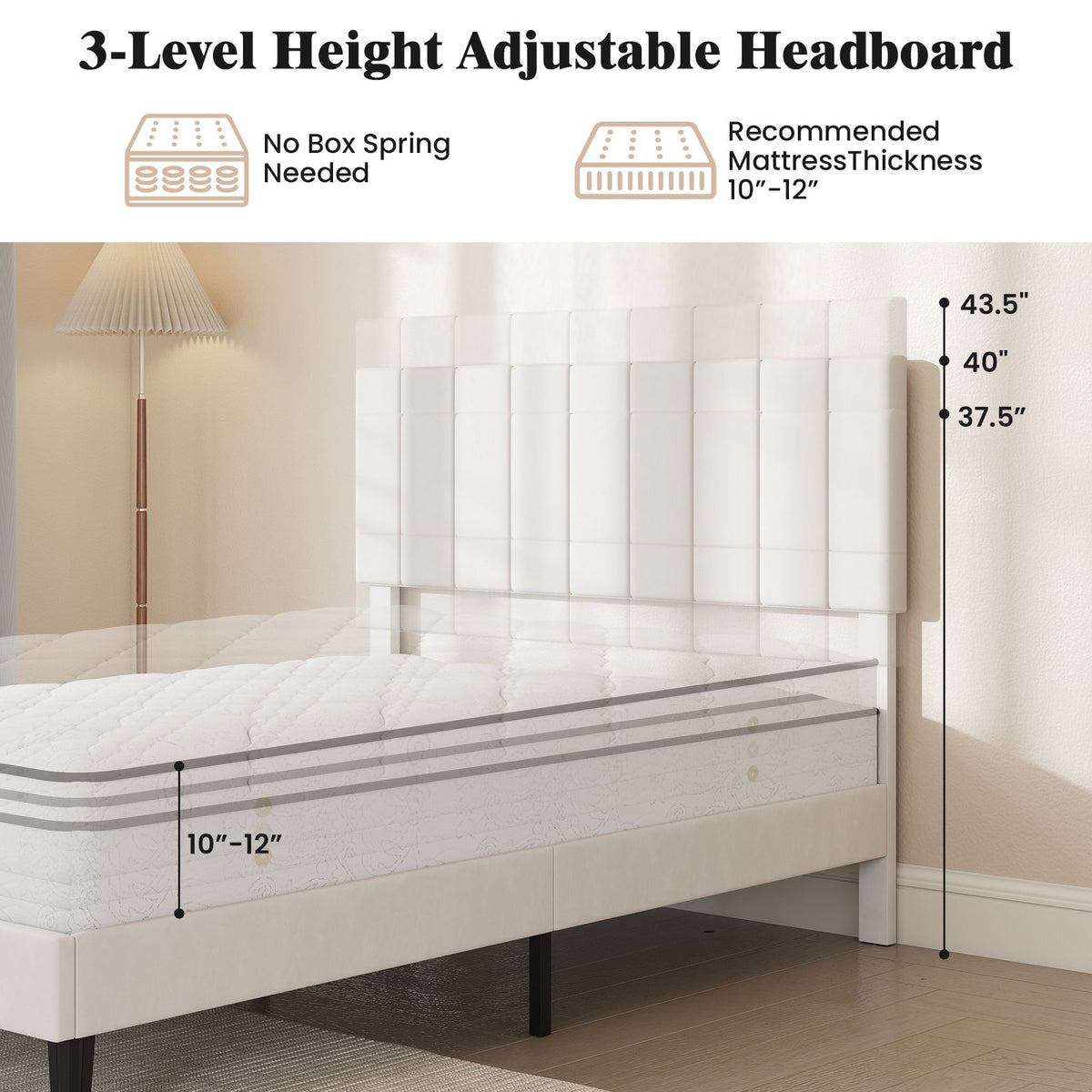Full Size Velvet Upholstered Platform Bed Frame view 8