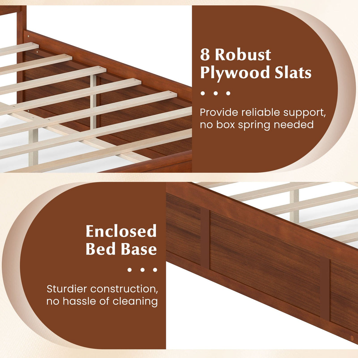 Full Size Wooden Platform Bed Frame with Storage Drawers-Walnut view 6