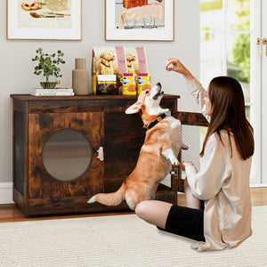 Furniture Style Dog Crate for Small and Medium Dogs with Translucent Window and Lockable Door-Rustic Brown view 3