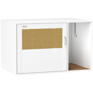 Cat Litter Box Enclosure, Cat Washroom End Side Table with Rattan Door, Scratching Pad, Non-slip Foot Pads – view 8