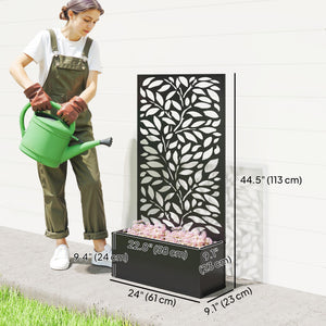 Metal Raised Garden Bed with Privacy Panel, Freestanding or Wall Mounted Outdoor Planter Box for Garden, Patio