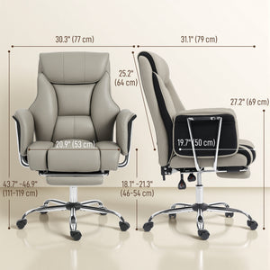 Reclining Office Chair, Overstuffed Executive Desk Chair with High Back, PU Leather, Footrest – view 9