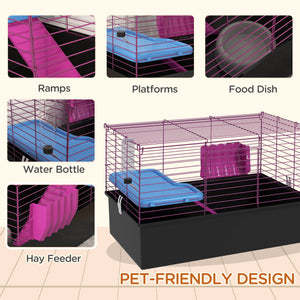 18.5" Small Animal Cage with Water Bottle, Food Dish, Platform, Ramp, Black – view 4
