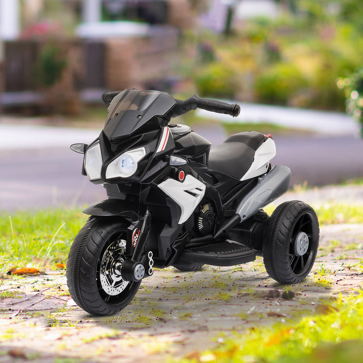 Qaba Kids Electric Motorcycle Ride-On Toy with 3 Wheels, Music, Horn, Lights