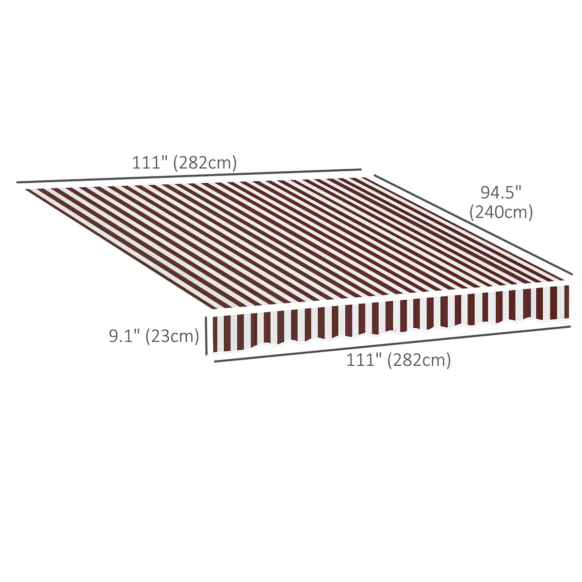 10' x 8' Retractable Awning Fabric Replacement Outdoor Sunshade Canopy Awning Cover, UV Protection, Grey – view 10
