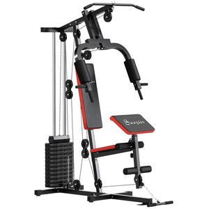 Soozier Home Gym Equipment Weight Training Machine, Multifunction Workout Machine with 143lbs Weight Stack for Full Body Workout and Strength Training