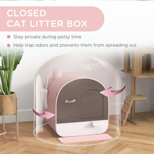 Cat Litter Box with Lid, Removable Tray, Scoop, Filter, Green – view 18