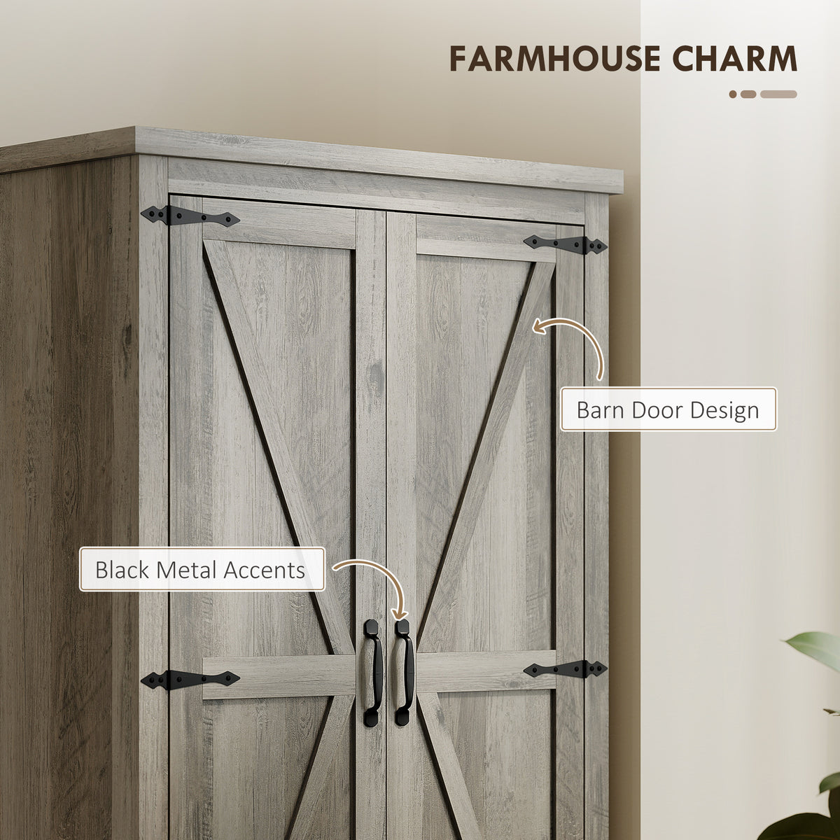 Farmhouse Kitchen Pantry Storage Cabinet, 64" Freestanding Kitchen Pantry Cabinet with Drawers – view 17