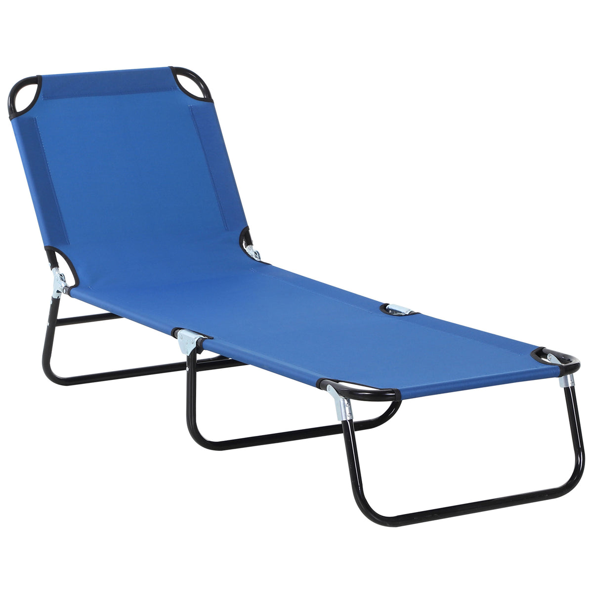 Outdoor Folding Lounge Chair, Steel Tanning Chair with Reclining Back, Breathable Mesh for Beach, Yard, Patio, Green