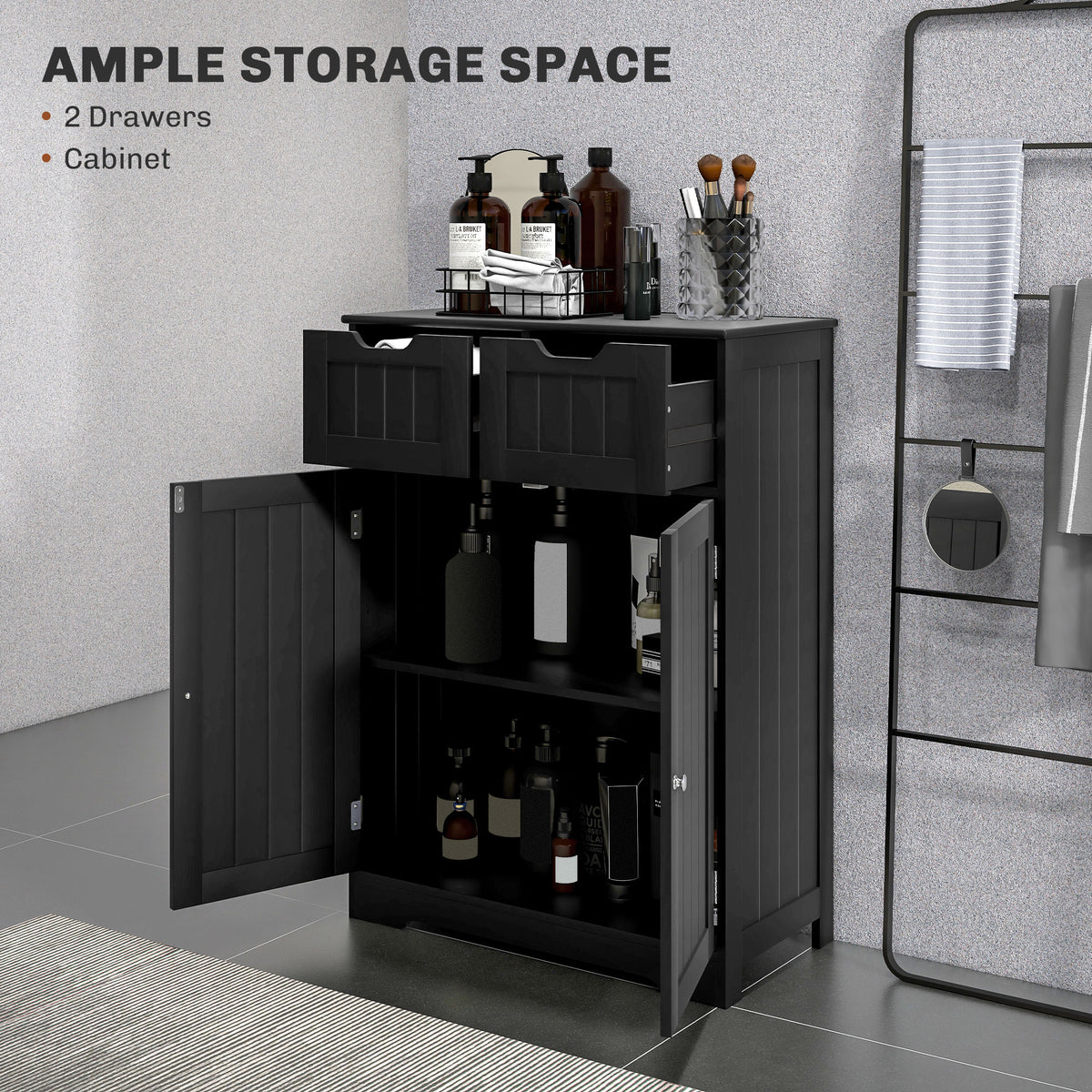 Bathroom Cabinet, Bathroom Storage Cabinet with 2 Drawers, Adjustable Shelf for Living Room, Entryway, White – view 10