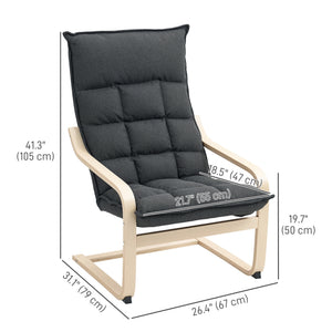 Modern Armchair, Upholstered Accent Chair with Curved Leg and Arm, Leisure Lounge Chair for Living Room – view 2