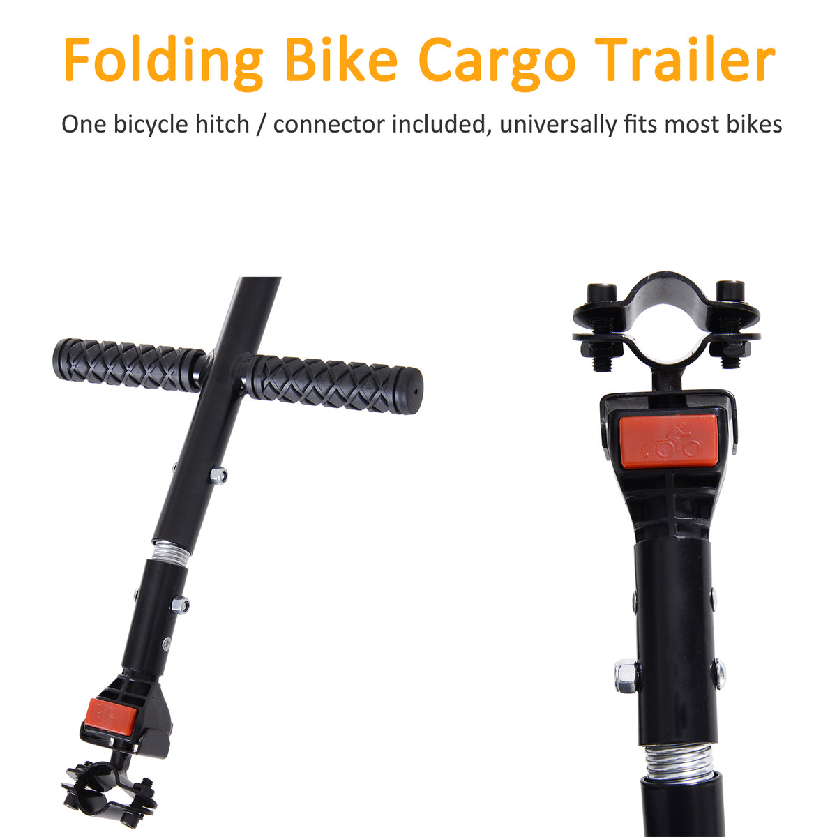 Aosom Folding Bicycle Cargo Trailer Utility Bike Cart Carrier for Garden Patio with Hitch Black