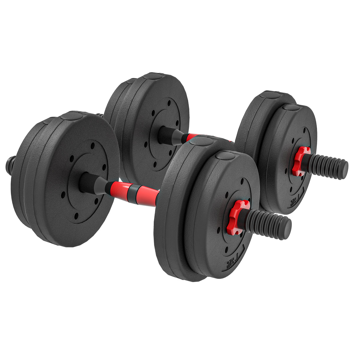 Soozier 44lbs 2-in-1 Adjustable Dumbbells Weight Set, Dumbbell Hand Weights Barbell for Body Fitness, Lifting Training for Home, Office, Gym, Black and Red