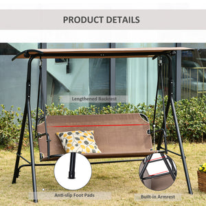 2-Person Porch Swing Chair, 2 Seater Patio Swing Bench w/ Adjustable Canopy, Breathable Seat for Garden – view 13