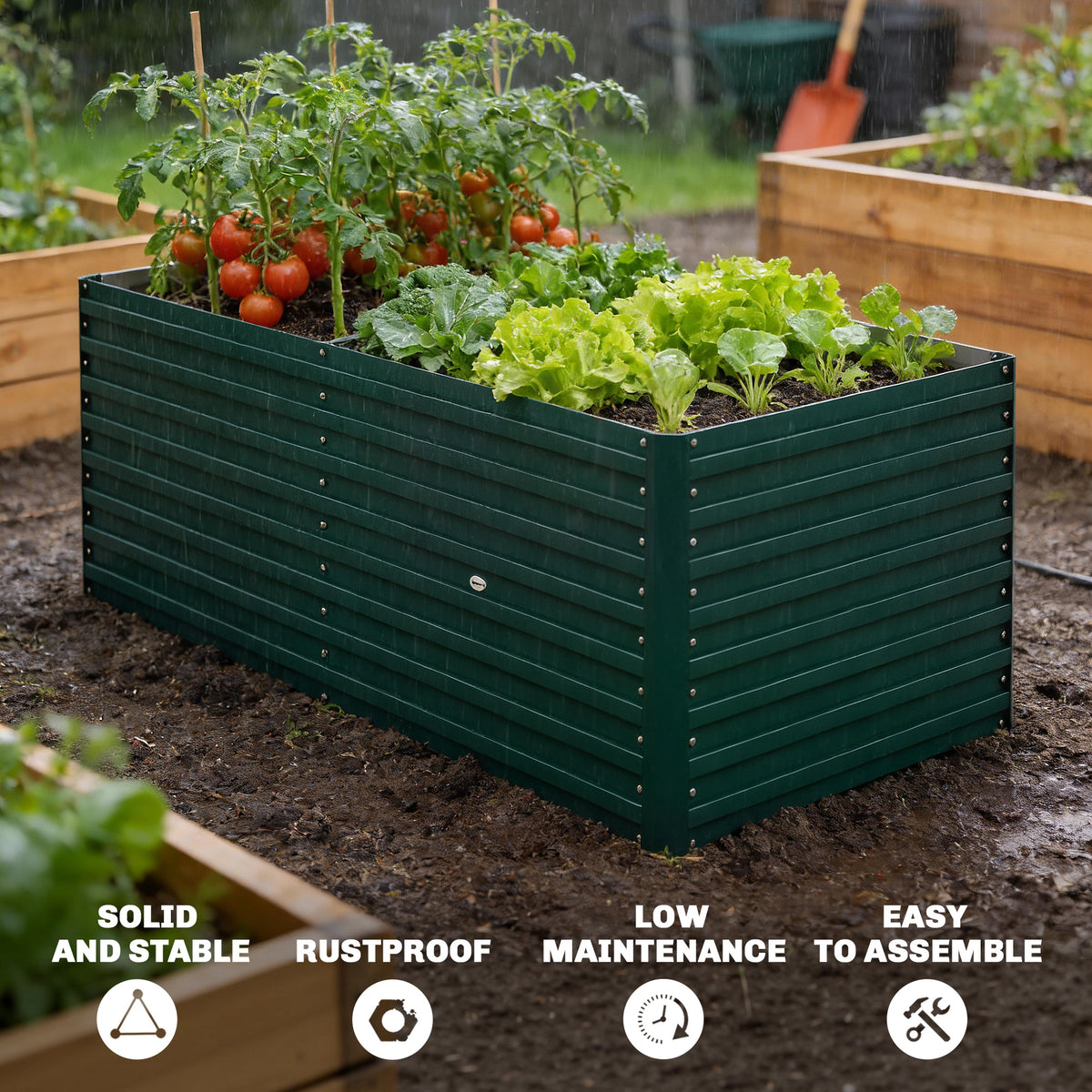 5' x 3' x 2' Raised Garden Bed, Galvanized Planter Box for Growing Flowers, Herbs and Vegetables, Black – view 25