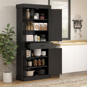 71" Freestanding Kitchen Pantry with 4 Doors and 2 Cabinets, Tall Storage Cabinet for Kitchen – view 7